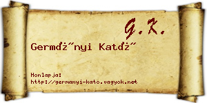Germányi Kató névjegykártya